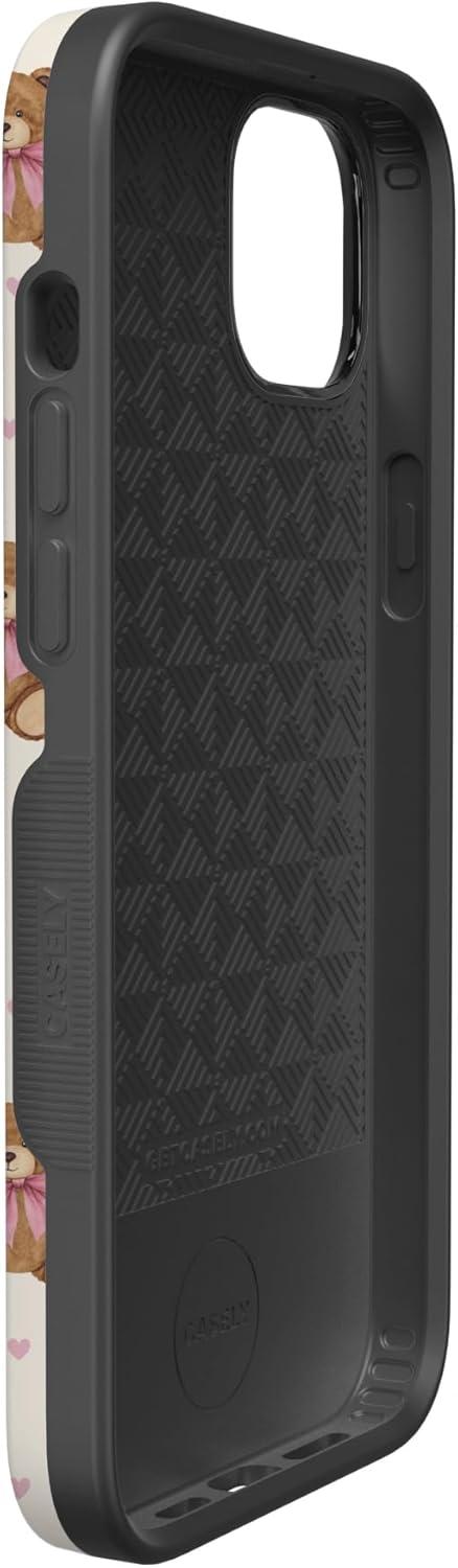 imageCasely iPhone 15 Pro Case Heart Noir Tiny Hearts Bold Protective Design MagSafe Compatible DesignCuddle Club Teddy Bear