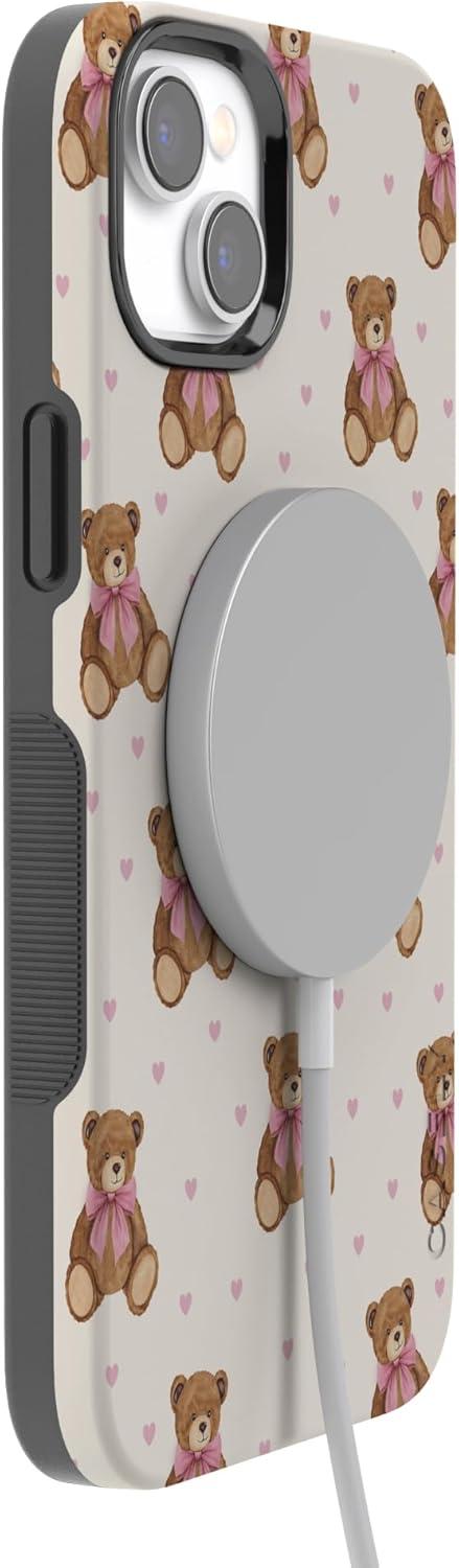 imageCasely iPhone 15 Pro Case Heart Noir Tiny Hearts Bold Protective Design MagSafe Compatible DesignCuddle Club Teddy Bear