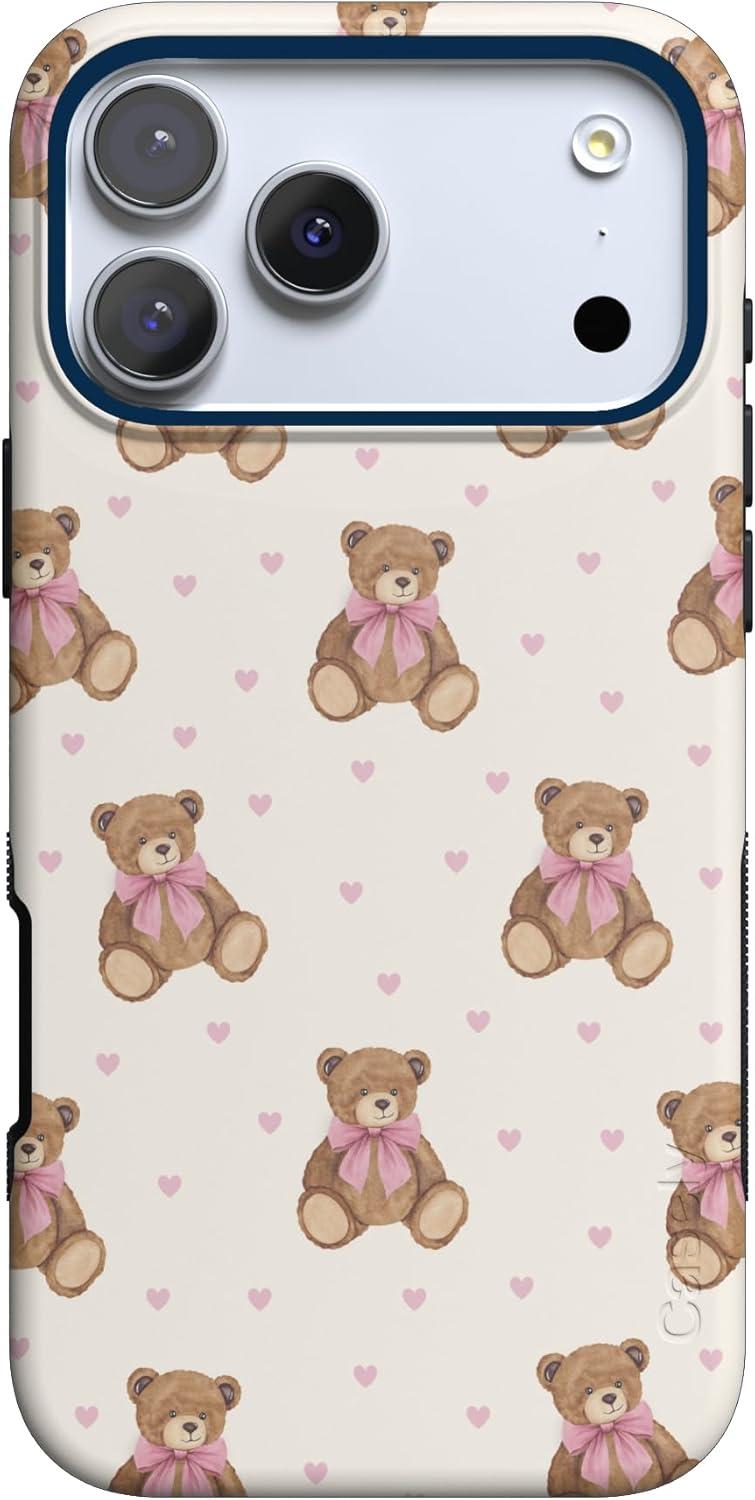 imageCasely iPhone 15 Pro Case Heart Noir Tiny Hearts Bold Protective Design MagSafe Compatible DesignCuddle Club Teddy Bear