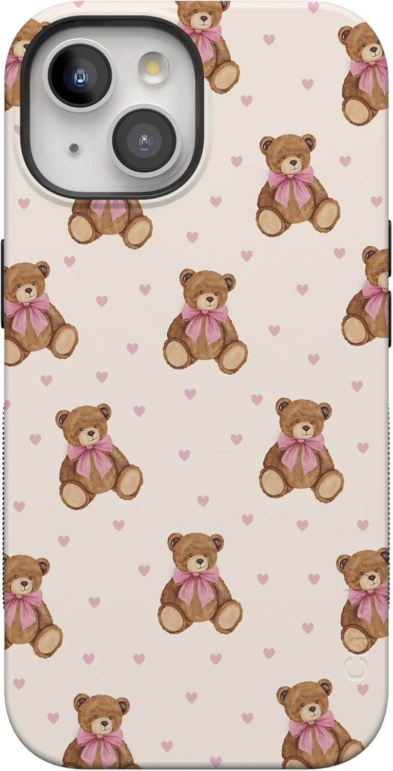 imageCasely iPhone 15 Pro Case Heart Noir Tiny Hearts Bold Protective Design MagSafe Compatible DesignCuddle Club Teddy Bear