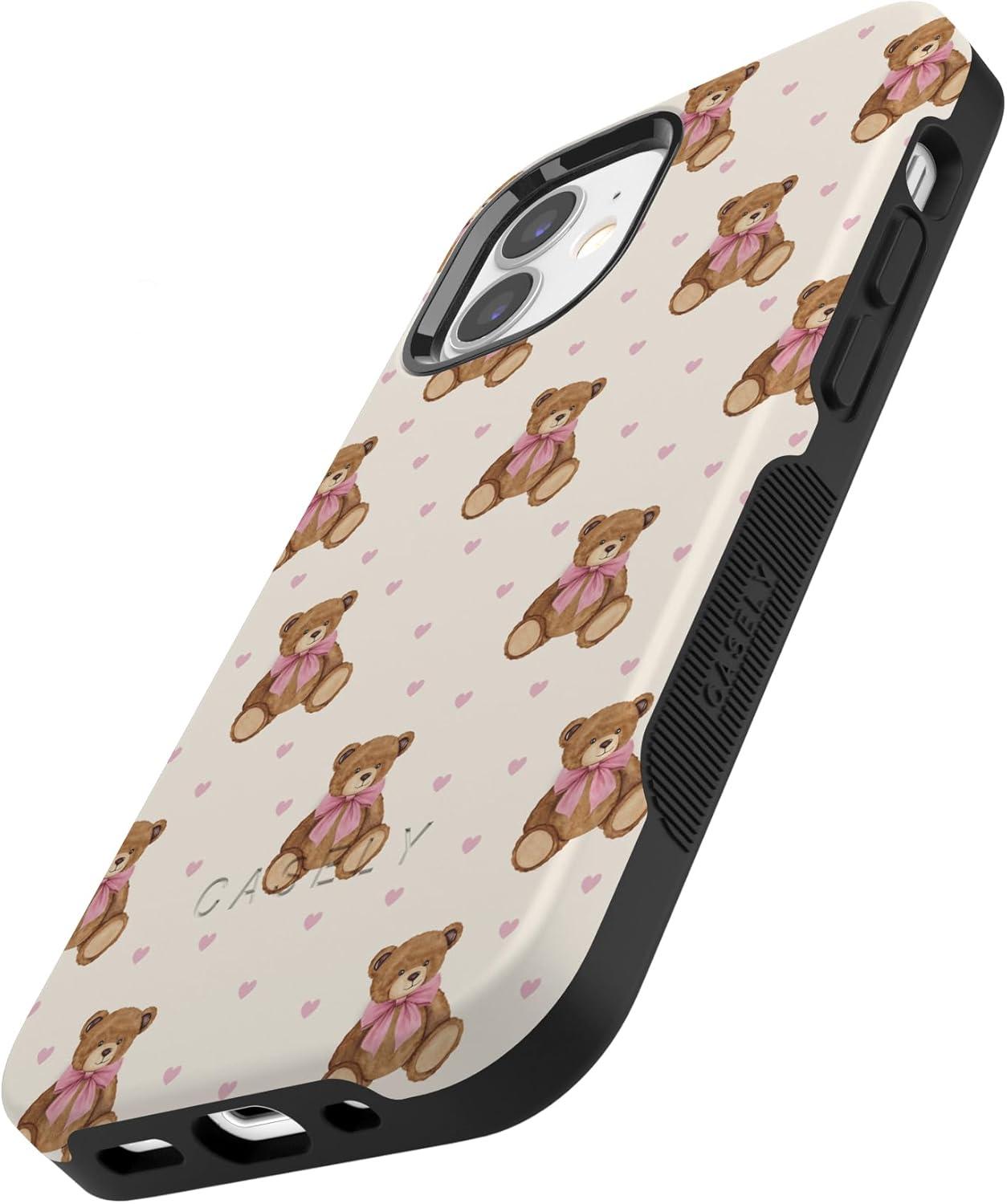 imageCasely iPhone 15 Pro Case Heart Noir Tiny Hearts Bold Protective Design MagSafe Compatible DesignCuddle Club Teddy Bear