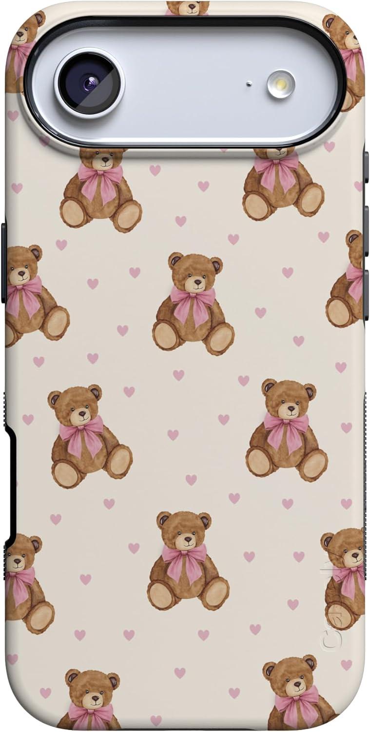 imageCasely iPhone 15 Pro Case Heart Noir Tiny Hearts Bold Protective Design MagSafe Compatible DesignCuddle Club Teddy Bear