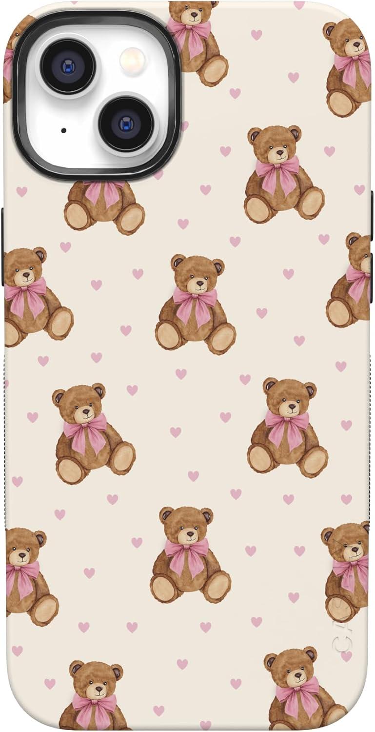 imageCasely iPhone 15 Pro Case Heart Noir Tiny Hearts Bold Protective Design MagSafe Compatible DesignCuddle Club Teddy Bear