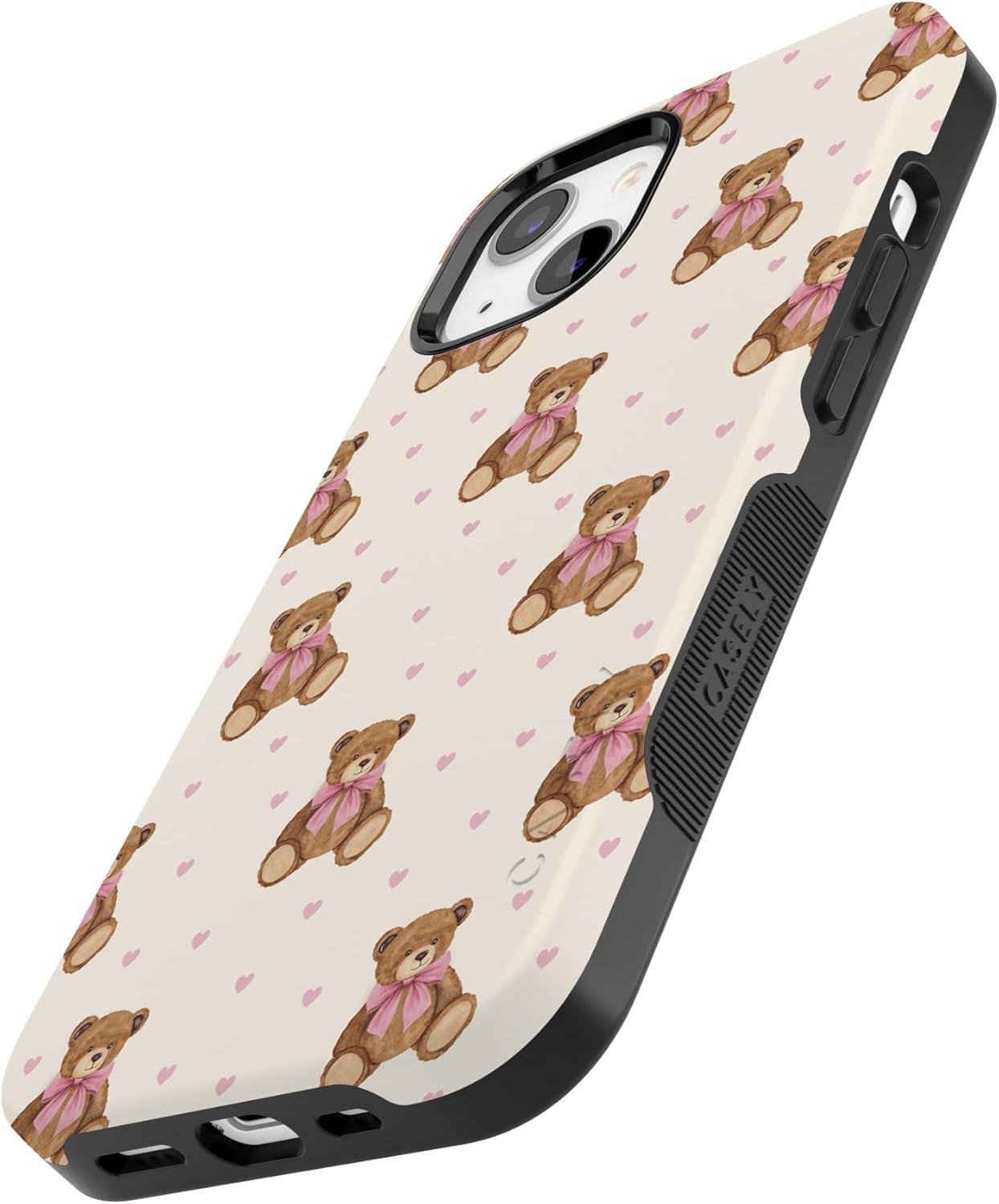 imageCasely iPhone 15 Pro Case Heart Noir Tiny Hearts Bold Protective Design MagSafe Compatible DesignCuddle Club Teddy Bear