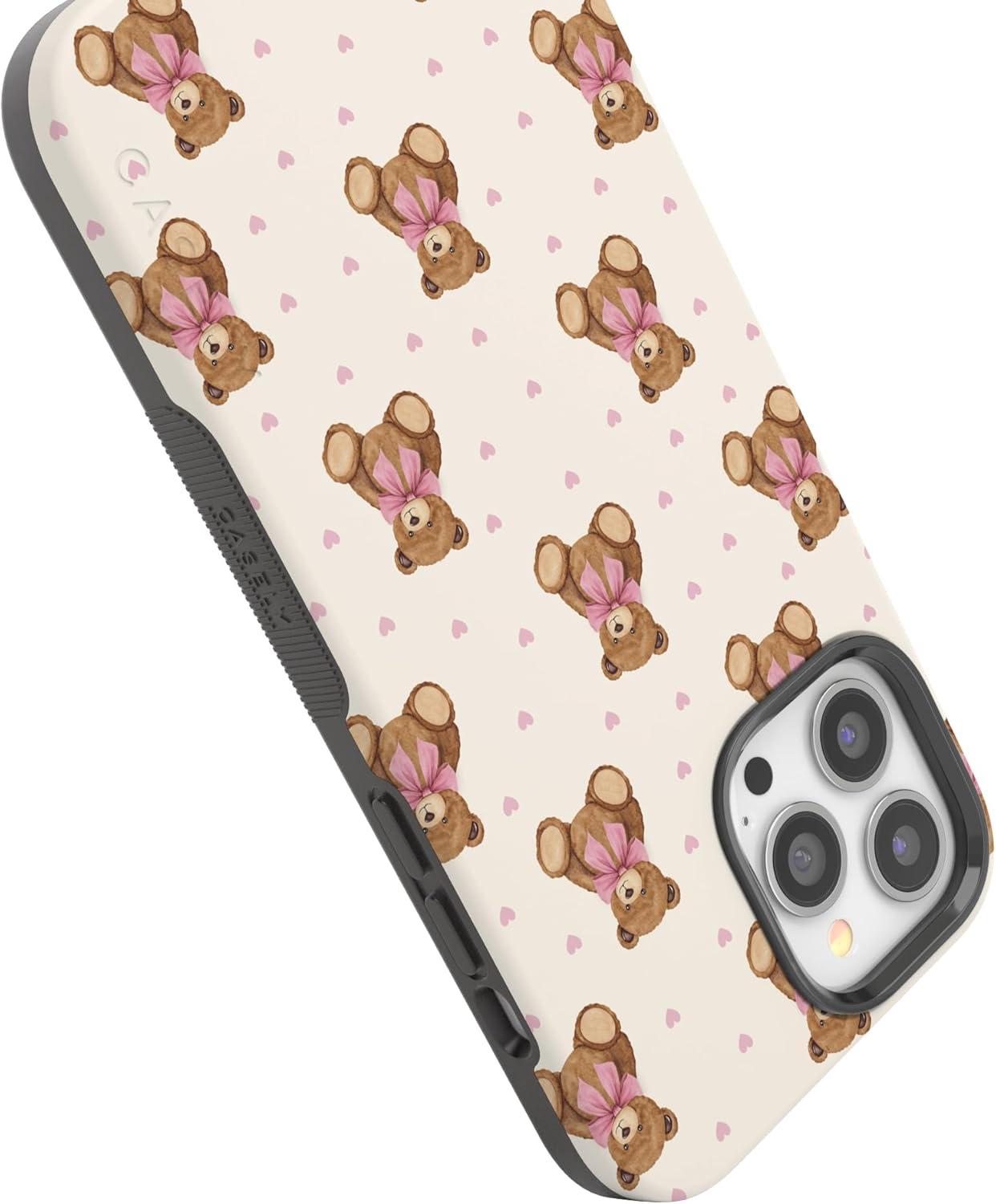 imageCasely iPhone 15 Pro Case Heart Noir Tiny Hearts Bold Protective Design MagSafe Compatible DesignCuddle Club Teddy Bear