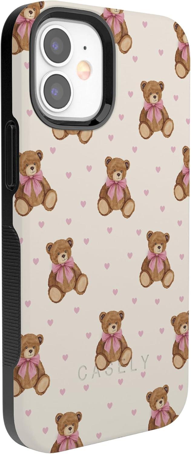 imageCasely iPhone 15 Pro Case Heart Noir Tiny Hearts Bold Protective Design MagSafe Compatible DesignCuddle Club Teddy Bear