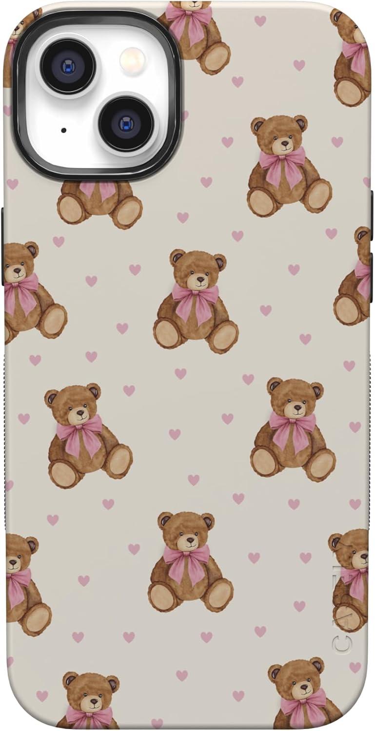 imageCasely iPhone 15 Pro Case Heart Noir Tiny Hearts Bold Protective Design MagSafe Compatible DesignCuddle Club Teddy Bear