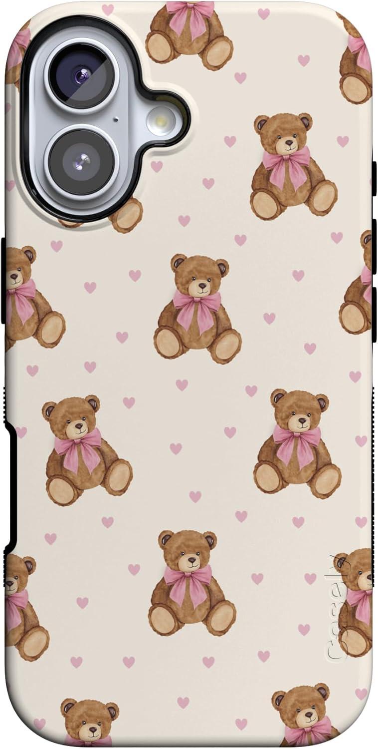 imageCasely iPhone 15 Pro Case Heart Noir Tiny Hearts Bold Protective Design MagSafe Compatible DesignCuddle Club Teddy Bear
