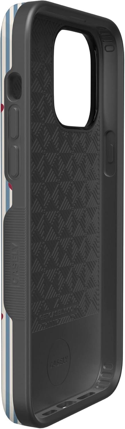 imageCasely iPhone 15 Pro Case Heart Noir Tiny Hearts Bold Protective Design MagSafe Compatible DesignLove Lines Blue Stripes