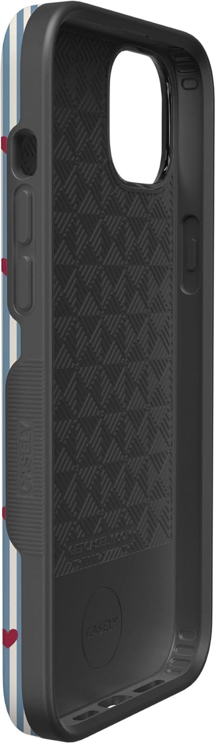 imageCasely iPhone 15 Pro Case Heart Noir Tiny Hearts Bold Protective Design MagSafe Compatible DesignLove Lines Blue Stripes