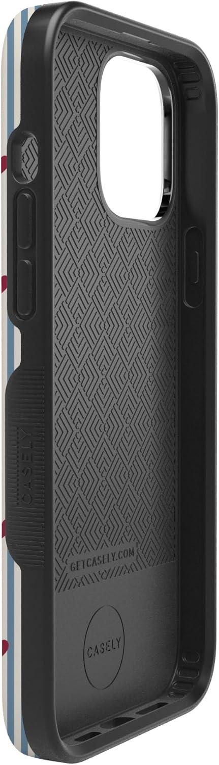 imageCasely iPhone 15 Pro Case Heart Noir Tiny Hearts Bold Protective Design MagSafe Compatible DesignLove Lines Blue Stripes