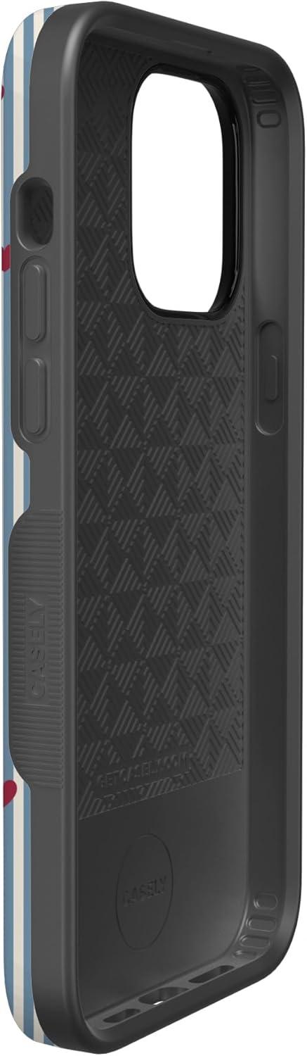 imageCasely iPhone 15 Pro Case Heart Noir Tiny Hearts Bold Protective Design MagSafe Compatible DesignLove Lines Blue Stripes