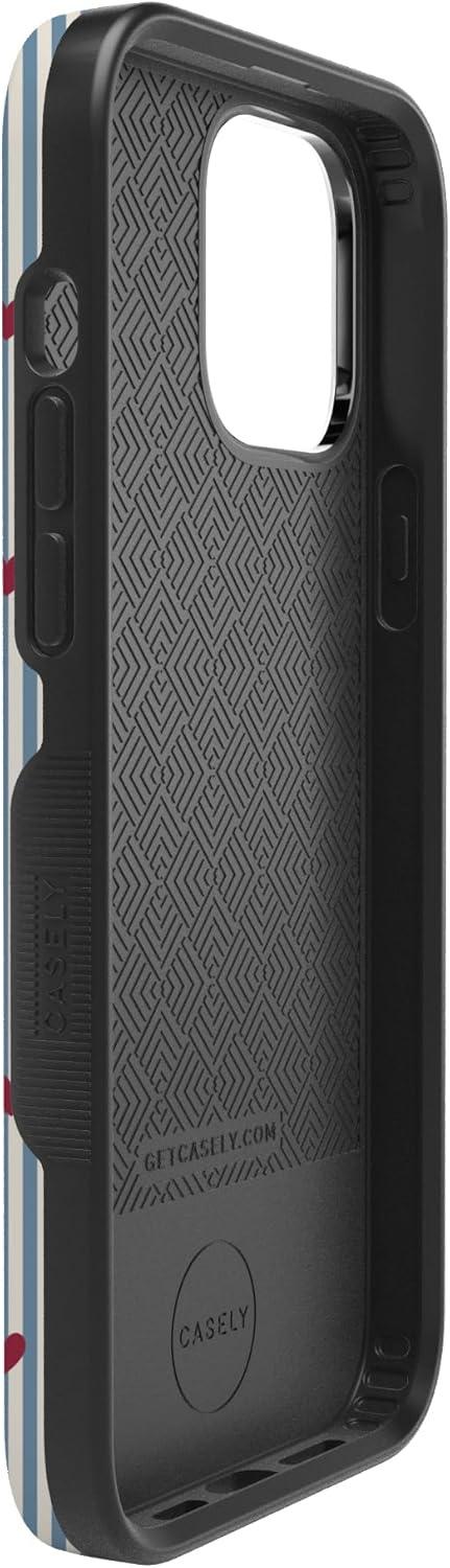 imageCasely iPhone 15 Pro Case Heart Noir Tiny Hearts Bold Protective Design MagSafe Compatible DesignLove Lines Blue Stripes