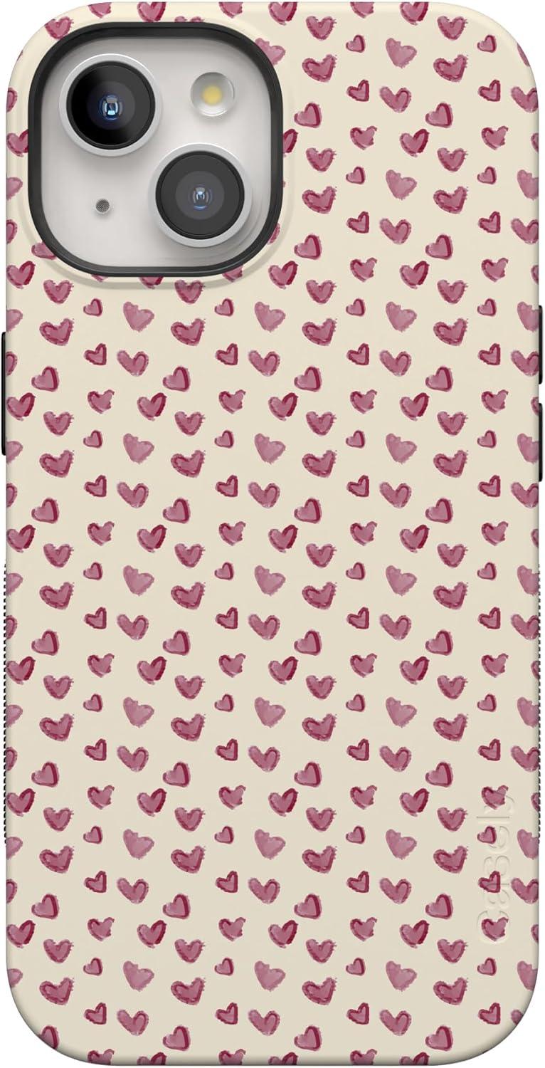 imageCasely iPhone 15 Pro Case Heart Noir Tiny Hearts Bold Protective Design MagSafe Compatible DesignLovebug Mauve Hearts