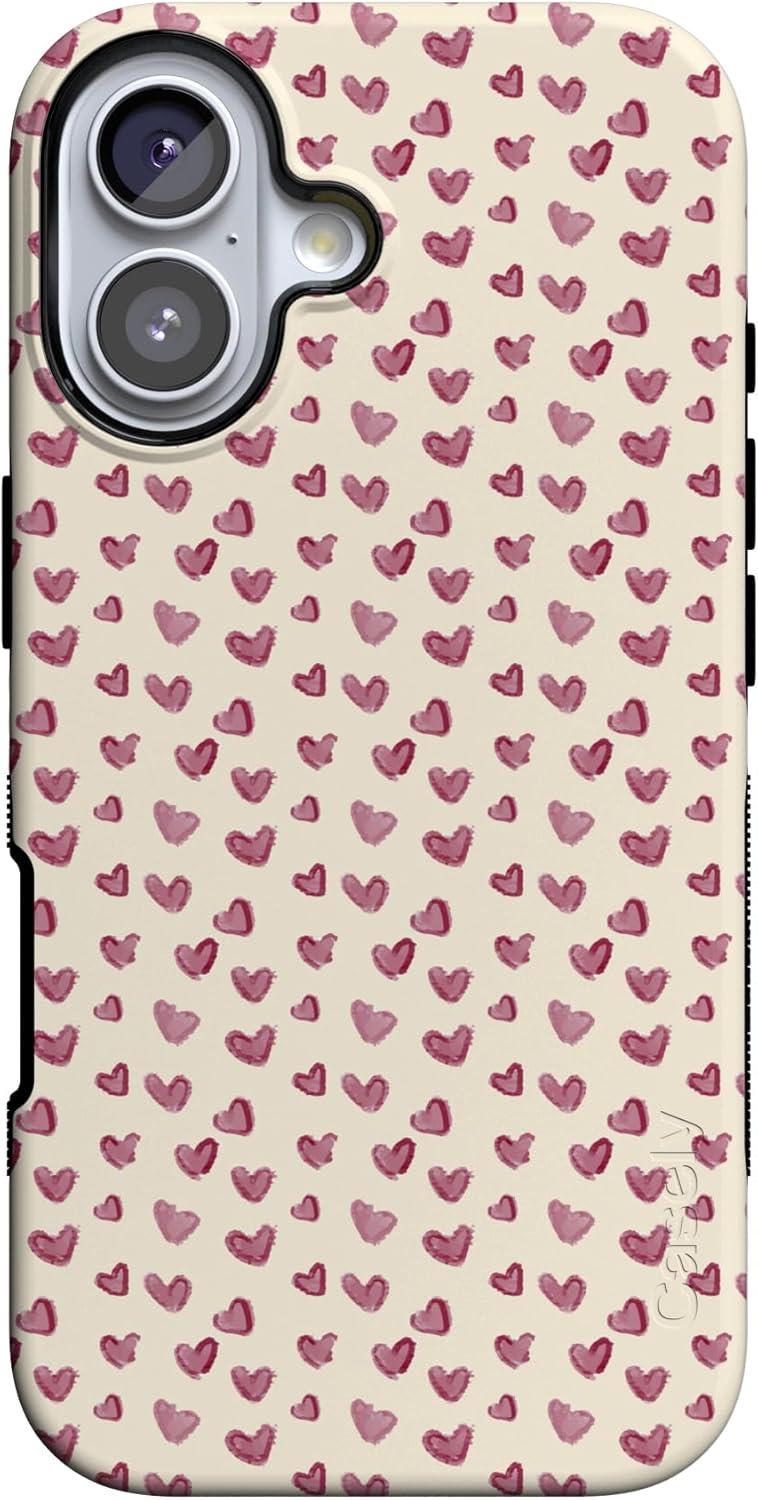 imageCasely iPhone 15 Pro Case Heart Noir Tiny Hearts Bold Protective Design MagSafe Compatible DesignLovebug Mauve Hearts