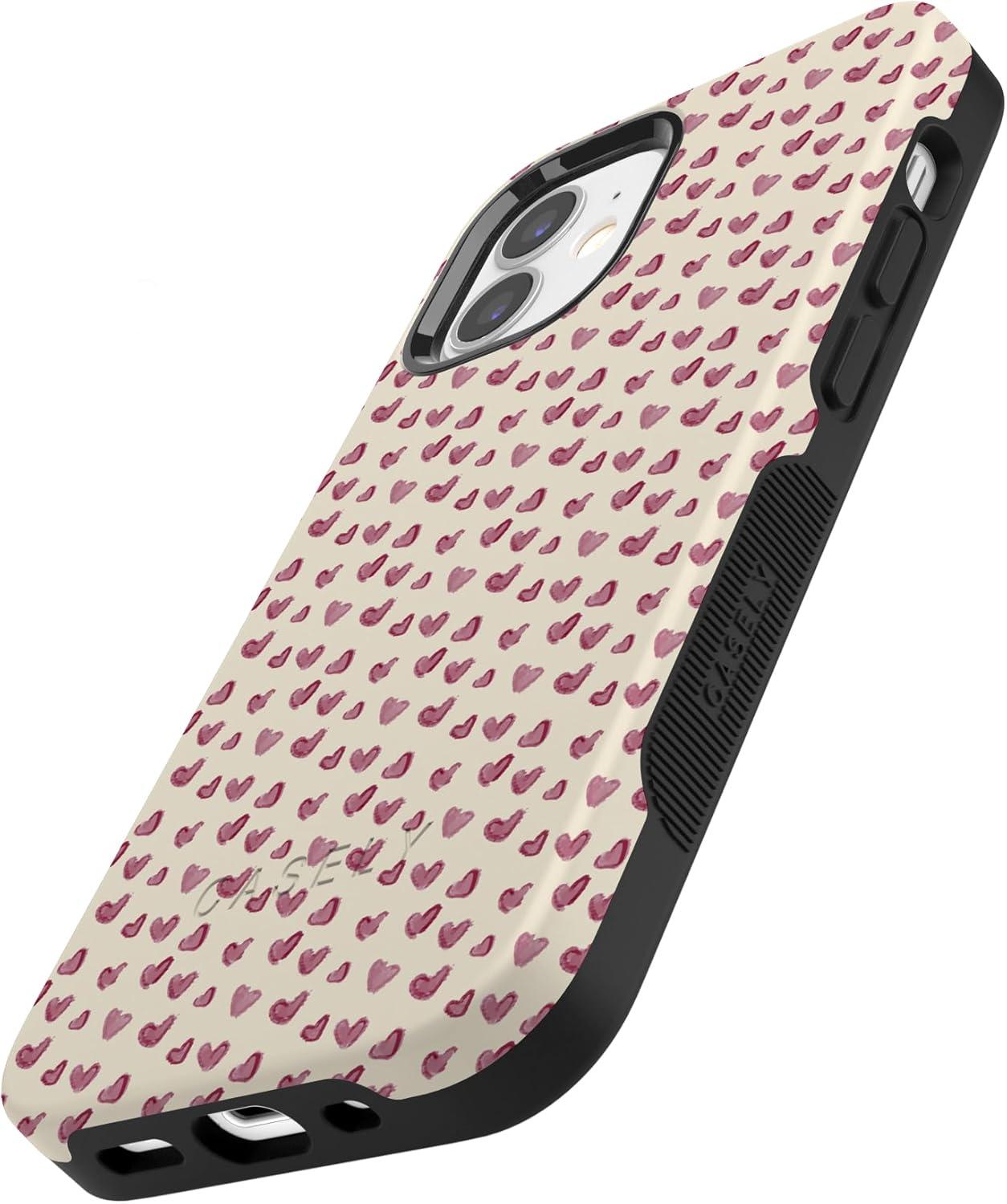 imageCasely iPhone 15 Pro Case Heart Noir Tiny Hearts Bold Protective Design MagSafe Compatible DesignLovebug Mauve Hearts