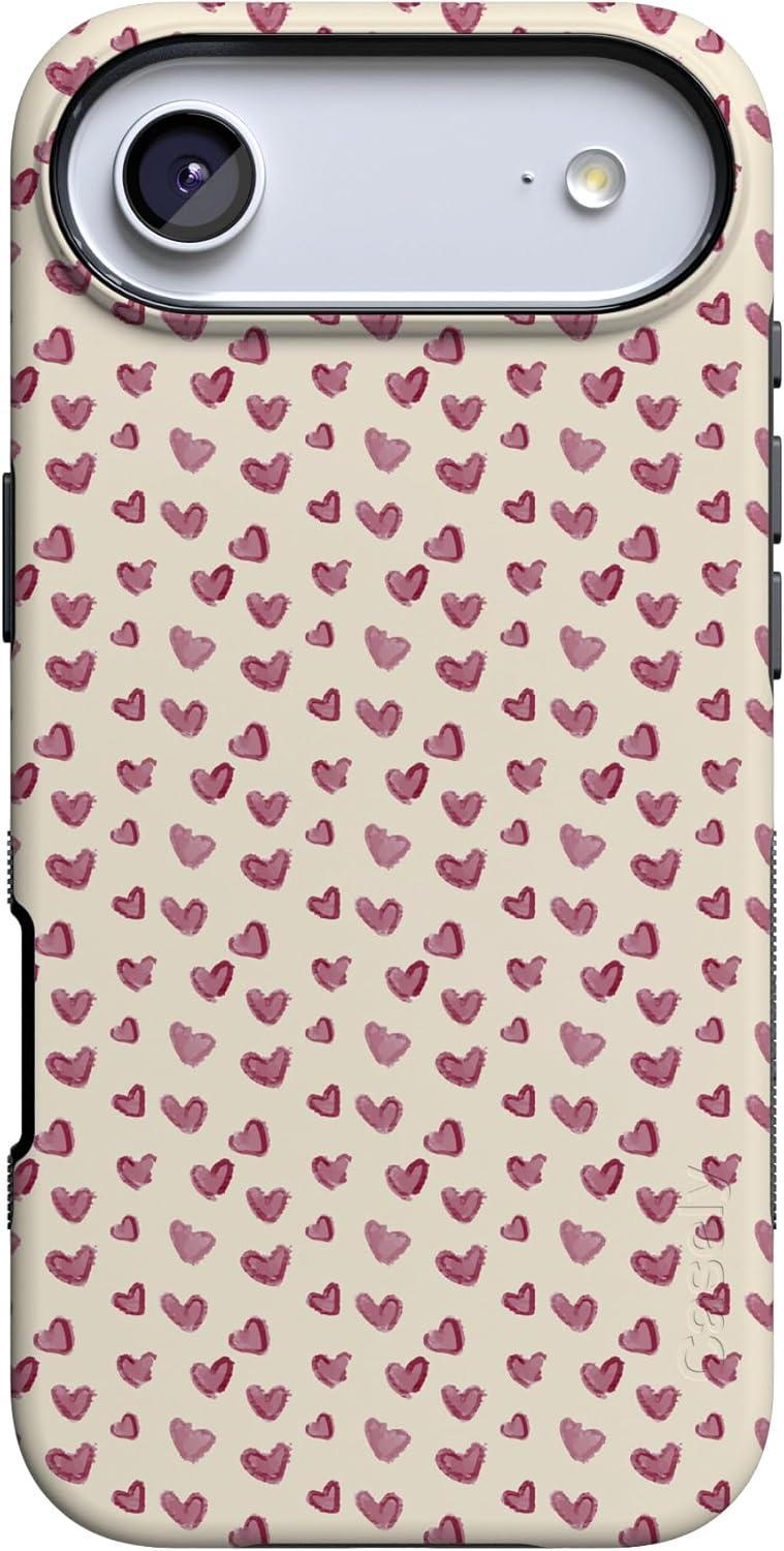imageCasely iPhone 15 Pro Case Heart Noir Tiny Hearts Bold Protective Design MagSafe Compatible DesignLovebug Mauve Hearts