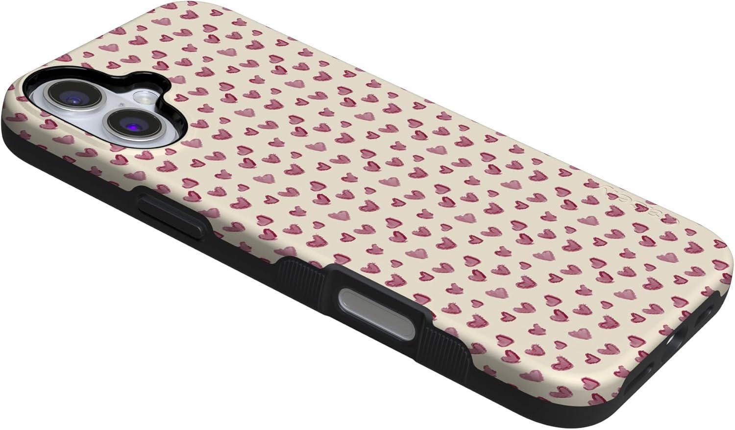 imageCasely iPhone 15 Pro Case Heart Noir Tiny Hearts Bold Protective Design MagSafe Compatible DesignLovebug Mauve Hearts