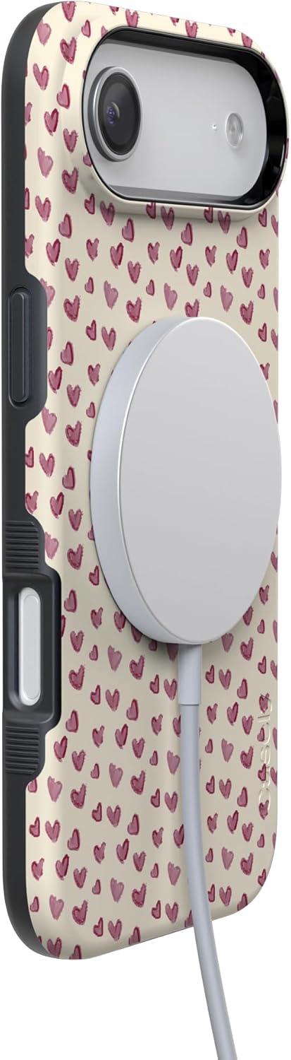 imageCasely iPhone 15 Pro Case Heart Noir Tiny Hearts Bold Protective Design MagSafe Compatible DesignLovebug Mauve Hearts