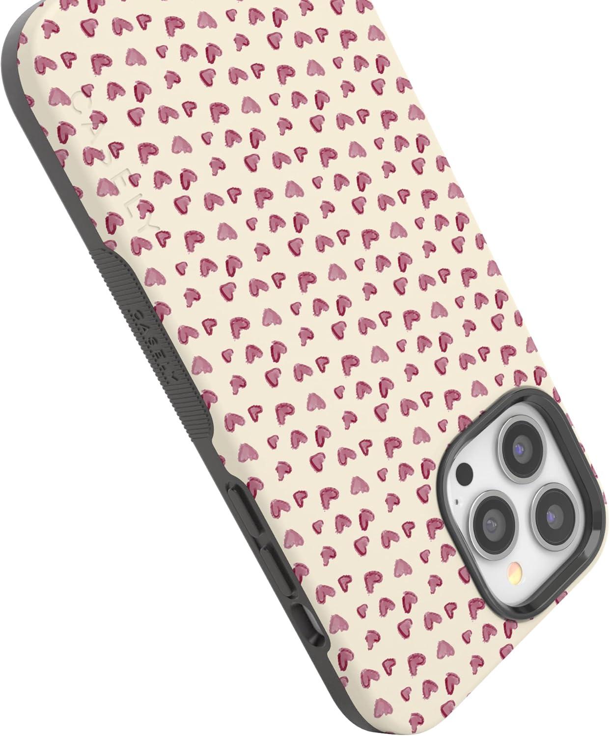 imageCasely iPhone 15 Pro Case Heart Noir Tiny Hearts Bold Protective Design MagSafe Compatible DesignLovebug Mauve Hearts