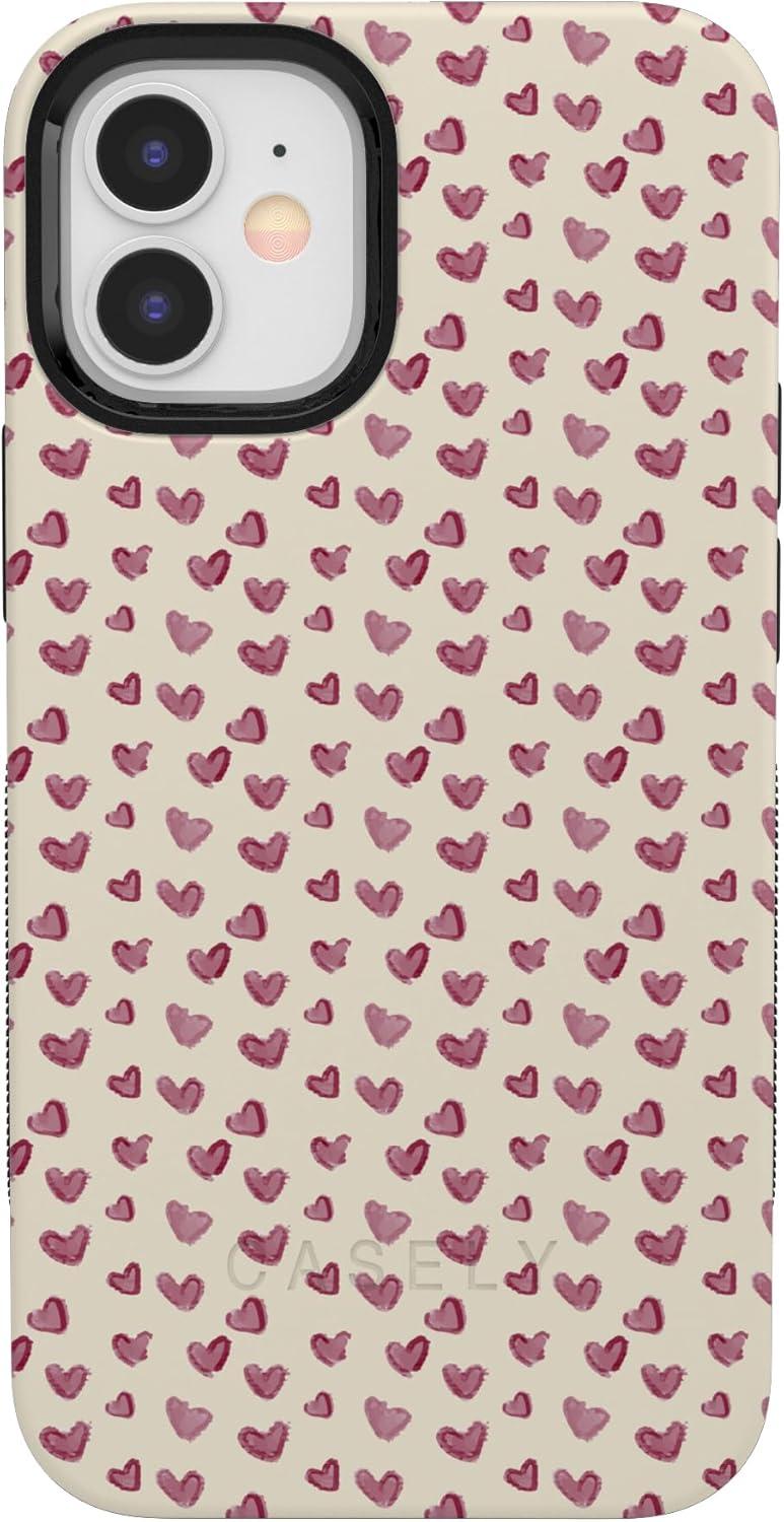 imageCasely iPhone 15 Pro Case Heart Noir Tiny Hearts Bold Protective Design MagSafe Compatible DesignLovebug Mauve Hearts