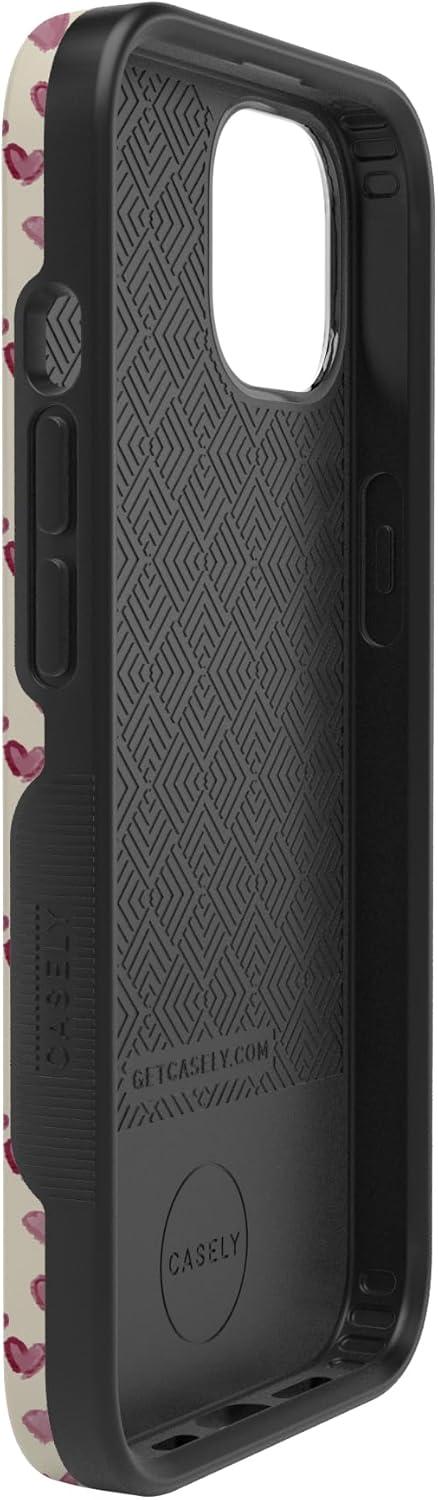 imageCasely iPhone 15 Pro Case Heart Noir Tiny Hearts Bold Protective Design MagSafe Compatible DesignLovebug Mauve Hearts