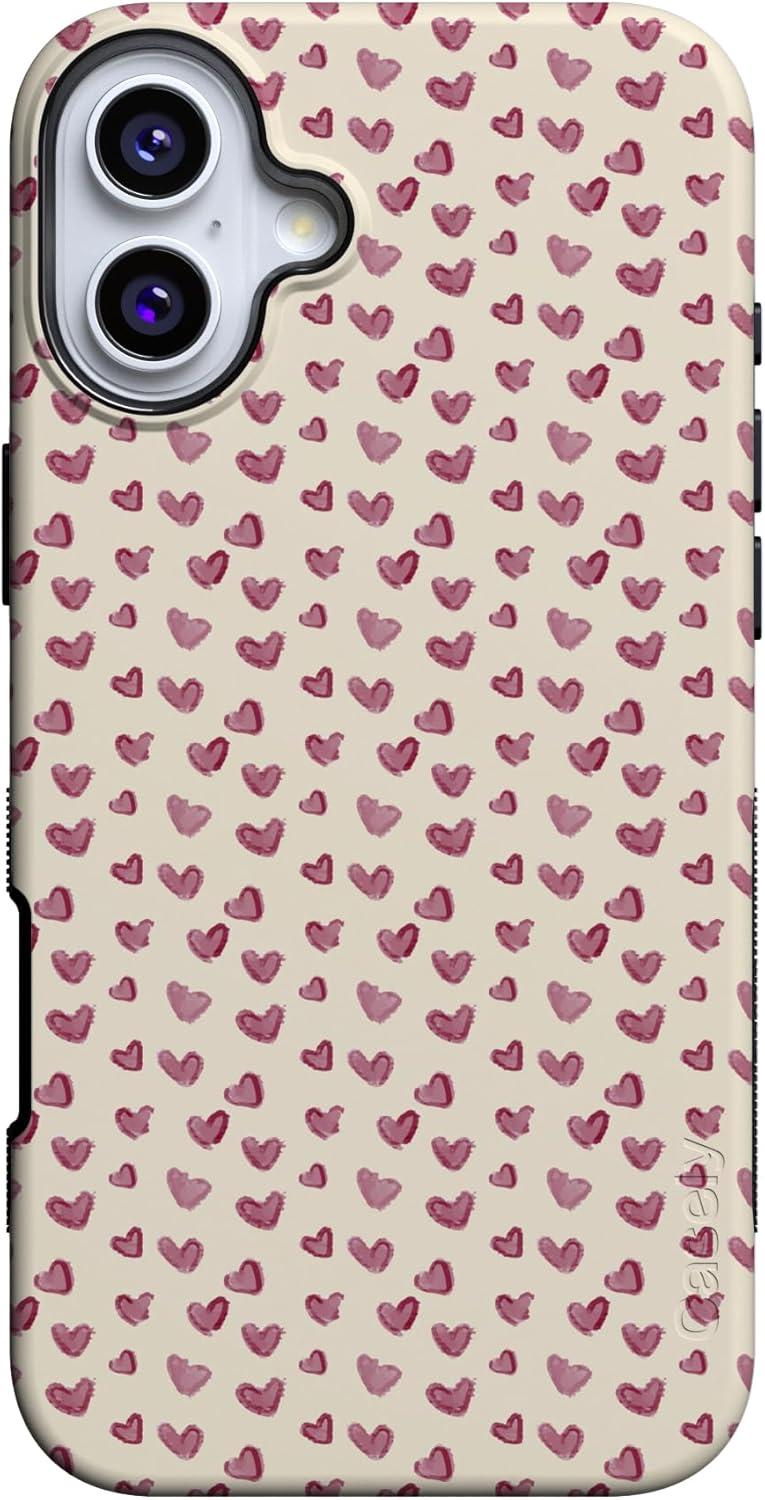 imageCasely iPhone 15 Pro Case Heart Noir Tiny Hearts Bold Protective Design MagSafe Compatible DesignLovebug Mauve Hearts