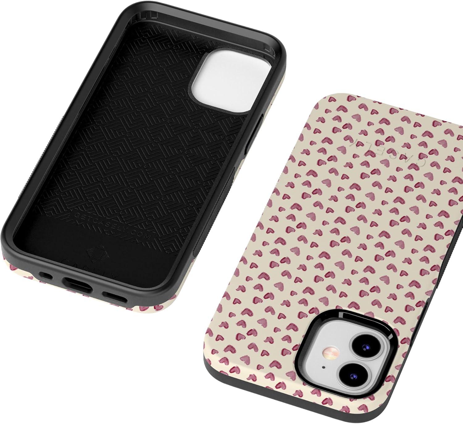 imageCasely iPhone 15 Pro Case Heart Noir Tiny Hearts Bold Protective Design MagSafe Compatible DesignLovebug Mauve Hearts