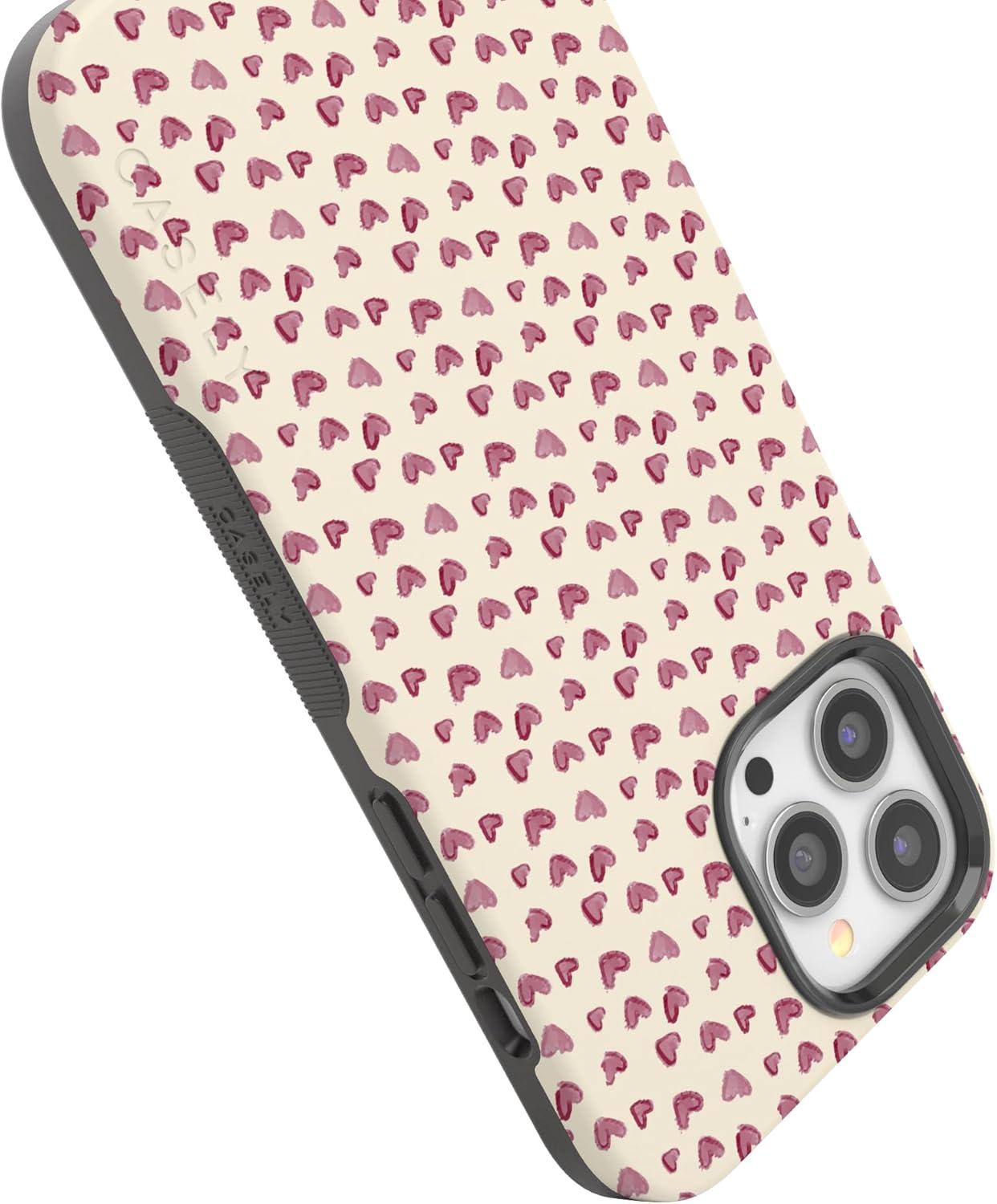 imageCasely iPhone 15 Pro Case Heart Noir Tiny Hearts Bold Protective Design MagSafe Compatible DesignLovebug Mauve Hearts
