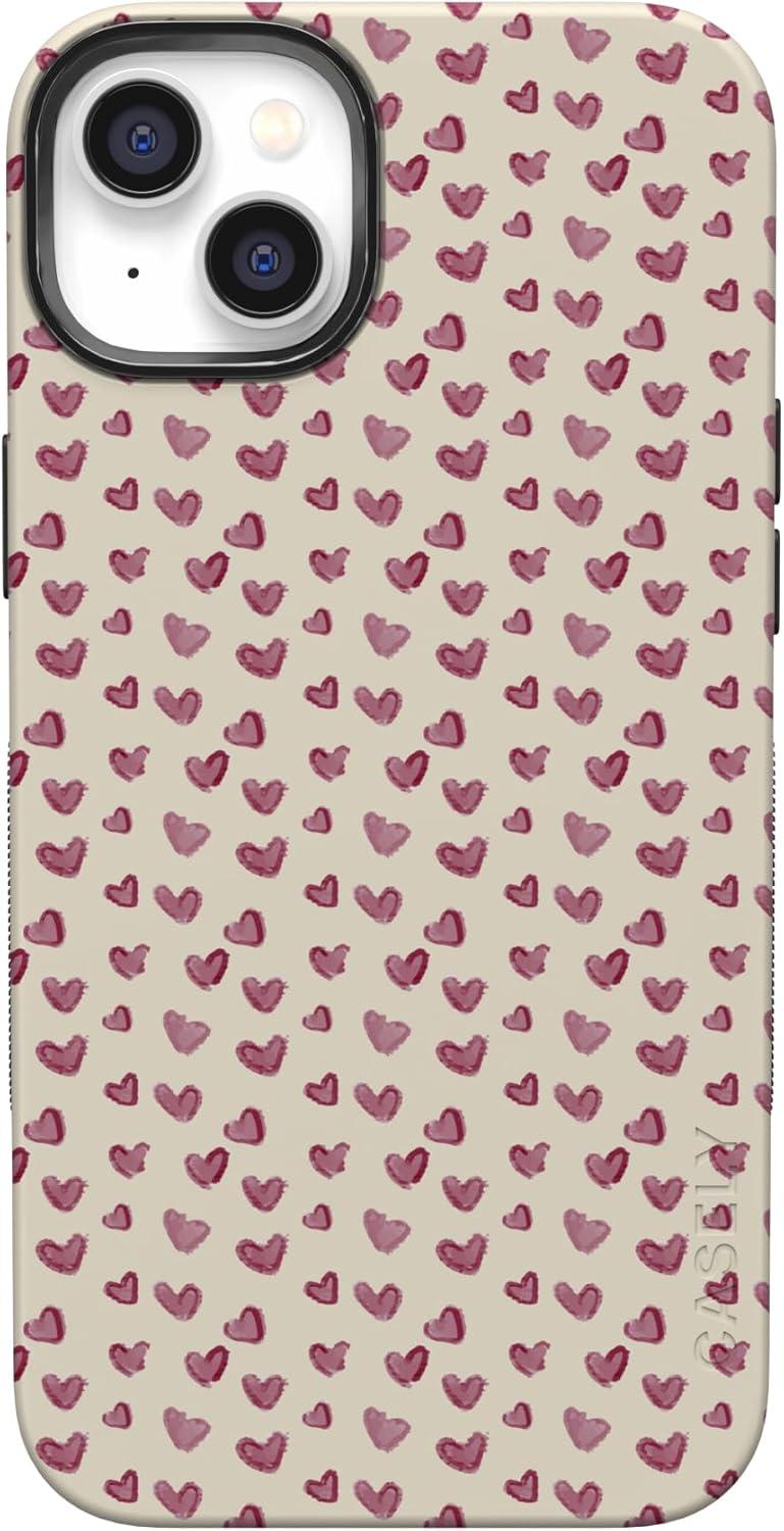 imageCasely iPhone 15 Pro Case Heart Noir Tiny Hearts Bold Protective Design MagSafe Compatible DesignLovebug Mauve Hearts