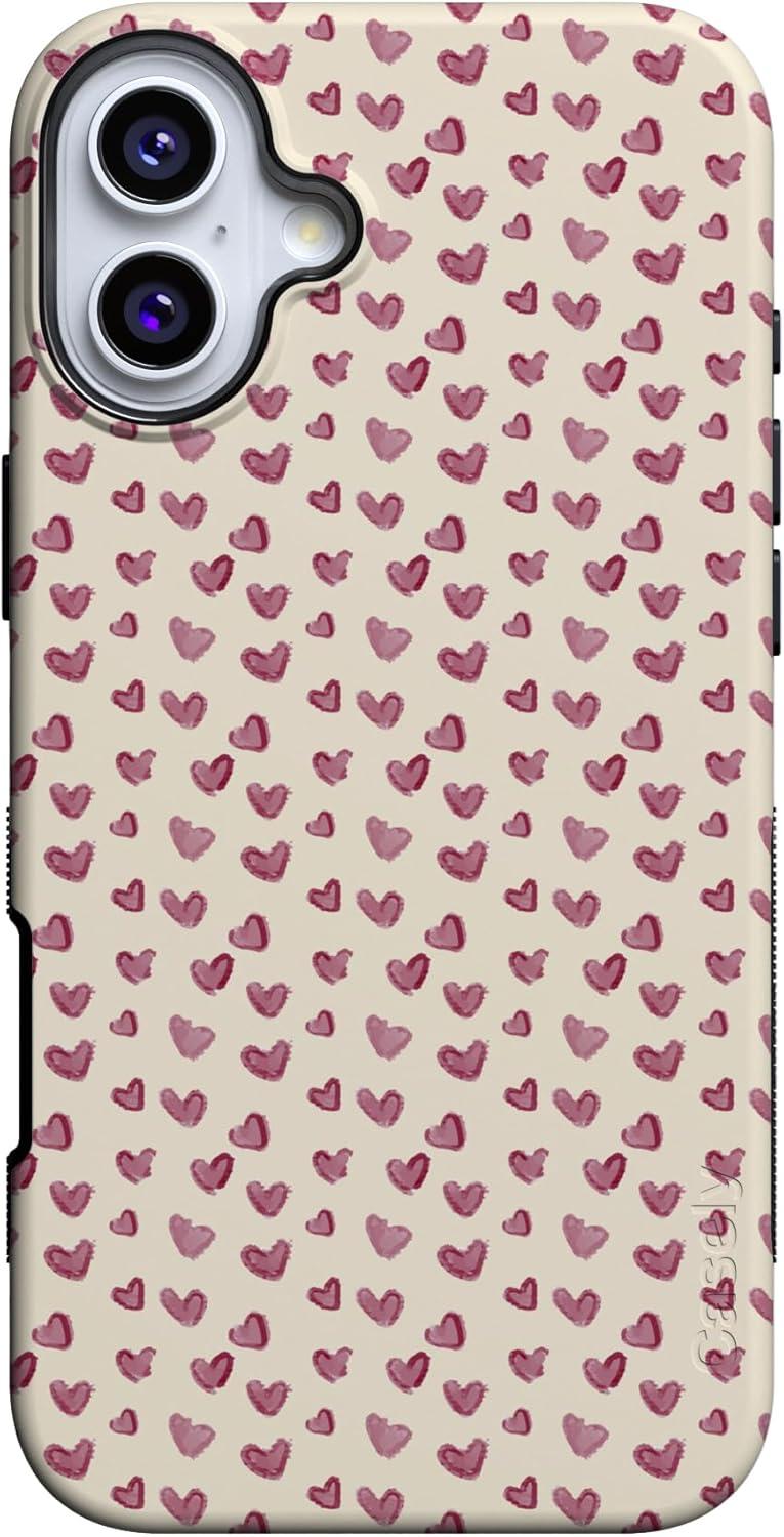 imageCasely iPhone 15 Pro Case Heart Noir Tiny Hearts Bold Protective Design MagSafe Compatible DesignLovebug Mauve Hearts