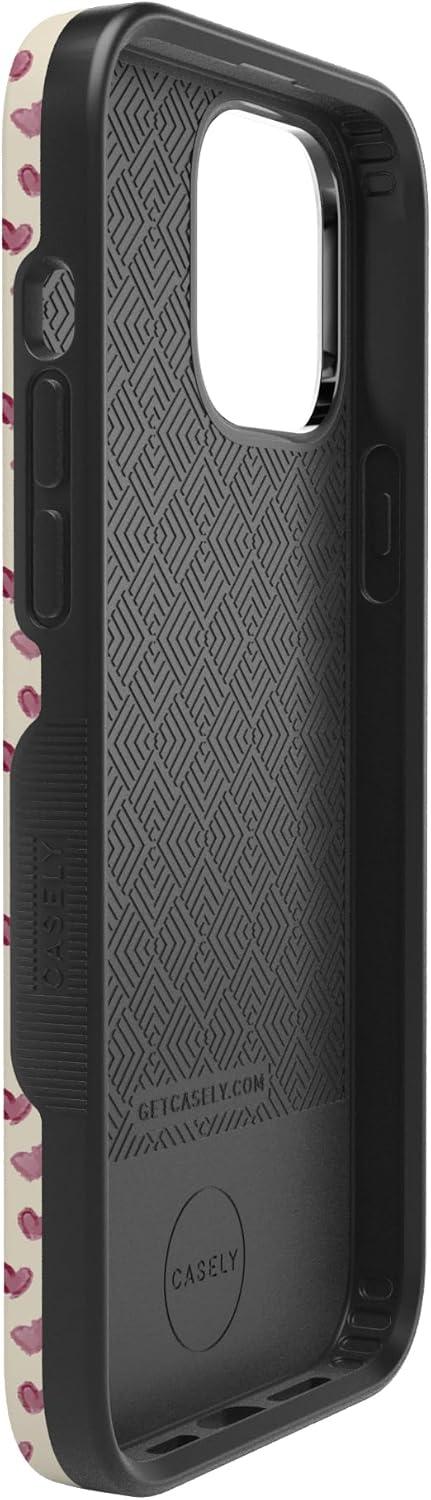 imageCasely iPhone 15 Pro Case Heart Noir Tiny Hearts Bold Protective Design MagSafe Compatible DesignLovebug Mauve Hearts