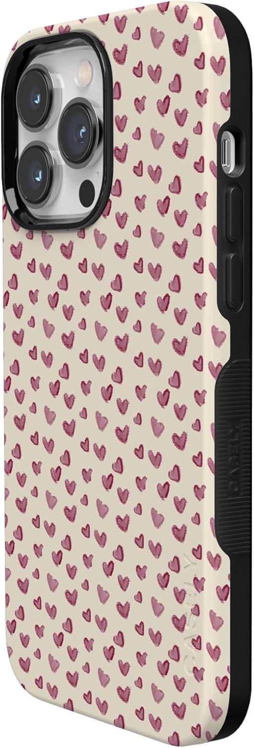 imageCasely iPhone 15 Pro Case Heart Noir Tiny Hearts Bold Protective Design MagSafe Compatible DesignLovebug Mauve Hearts