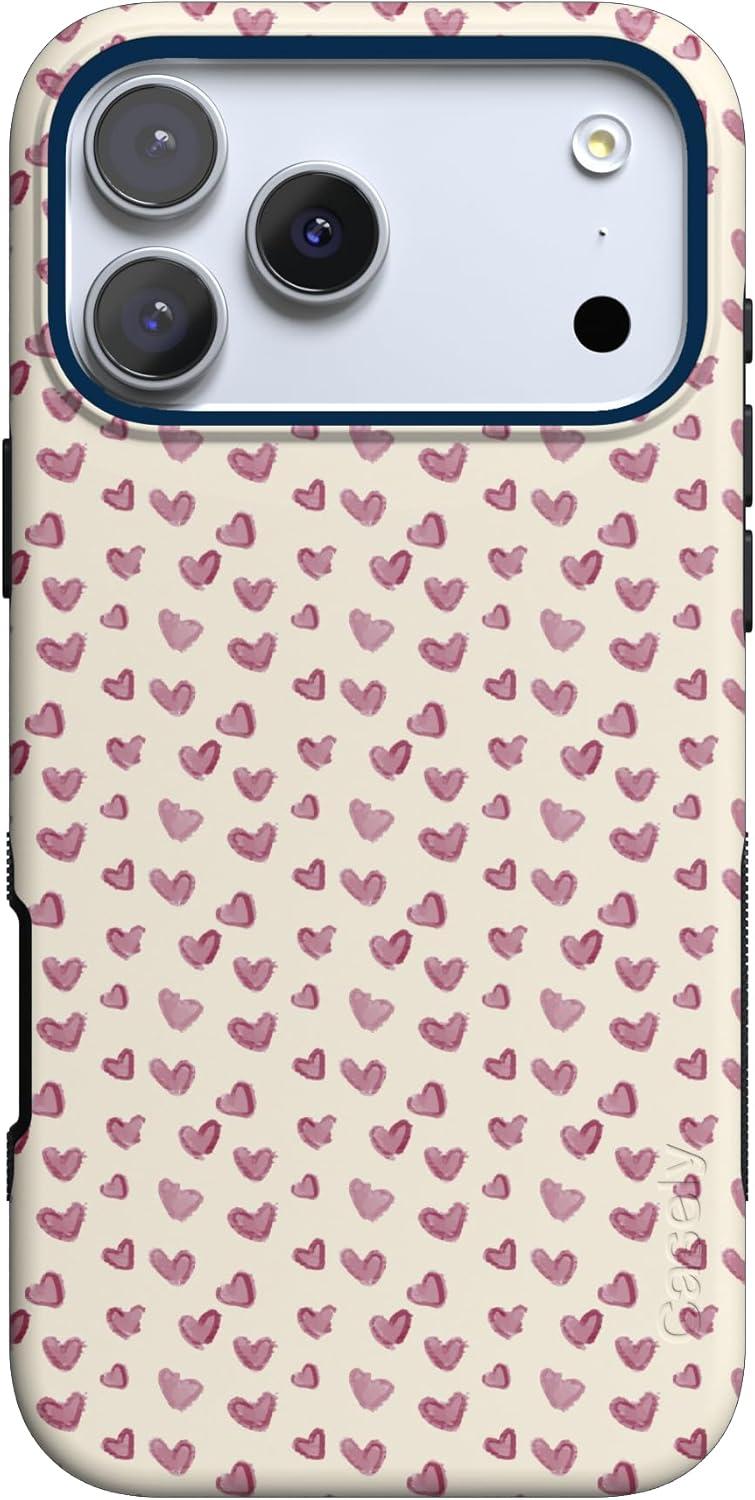 imageCasely iPhone 15 Pro Case Heart Noir Tiny Hearts Bold Protective Design MagSafe Compatible DesignLovebug Mauve Hearts