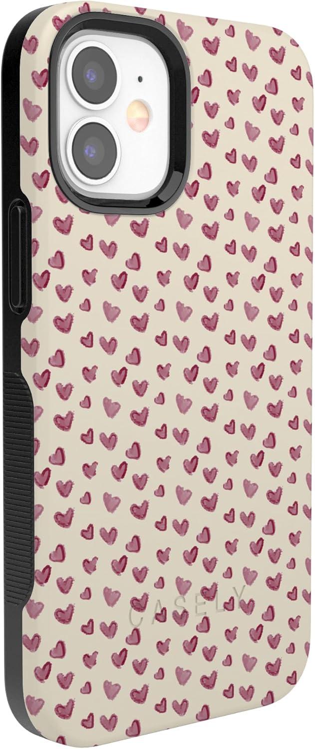 imageCasely iPhone 15 Pro Case Heart Noir Tiny Hearts Bold Protective Design MagSafe Compatible DesignLovebug Mauve Hearts