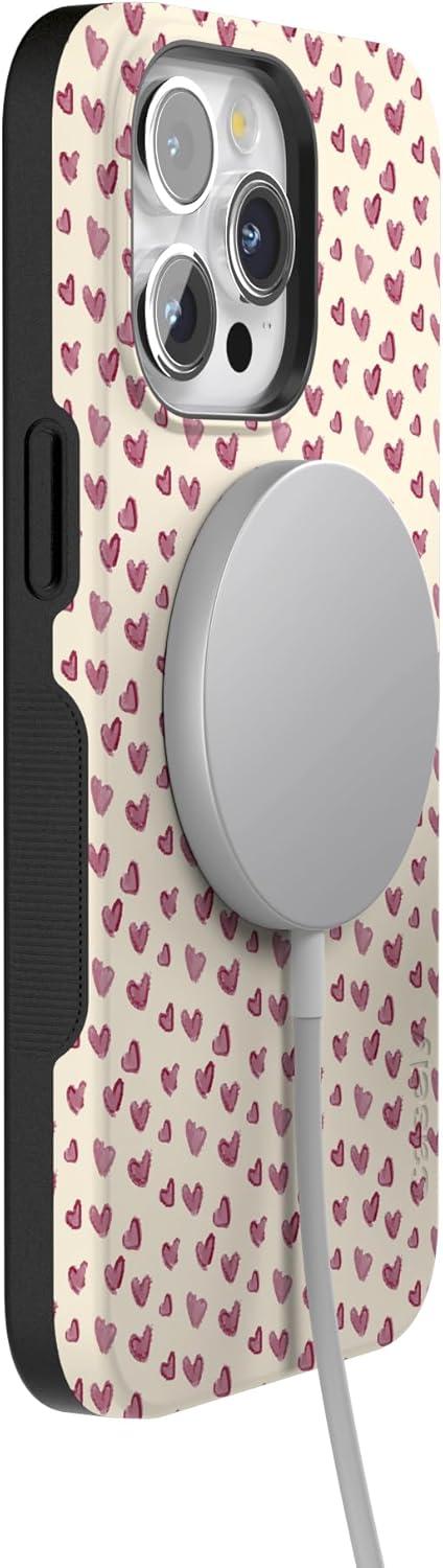 imageCasely iPhone 15 Pro Case Heart Noir Tiny Hearts Bold Protective Design MagSafe Compatible DesignLovebug Mauve Hearts