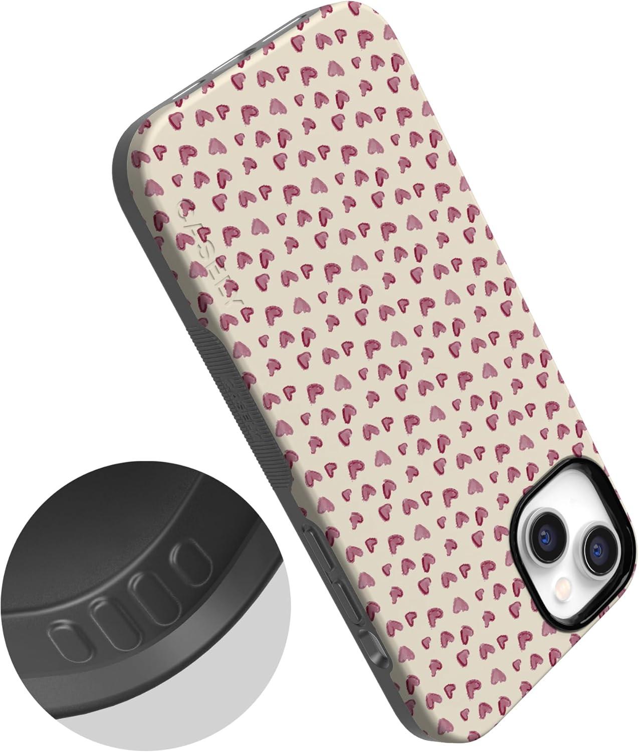 imageCasely iPhone 15 Pro Case Heart Noir Tiny Hearts Bold Protective Design MagSafe Compatible DesignLovebug Mauve Hearts