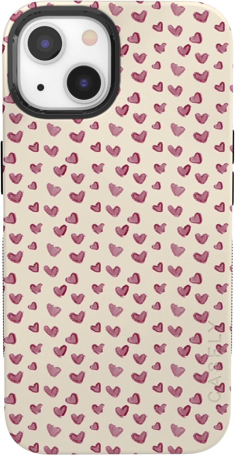 imageCasely iPhone 15 Pro Case Heart Noir Tiny Hearts Bold Protective Design MagSafe Compatible DesignLovebug Mauve Hearts