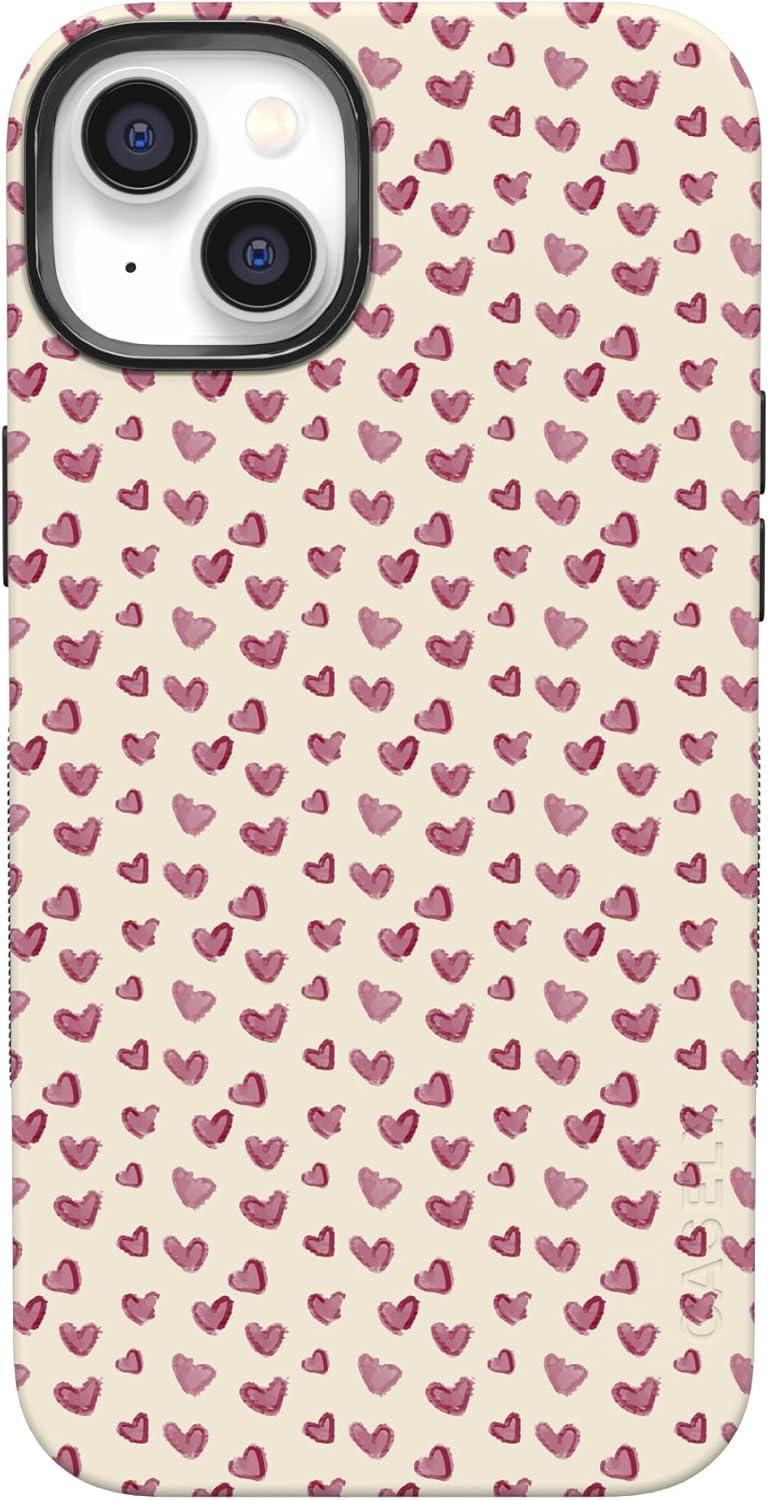 imageCasely iPhone 15 Pro Case Heart Noir Tiny Hearts Bold Protective Design MagSafe Compatible DesignLovebug Mauve Hearts