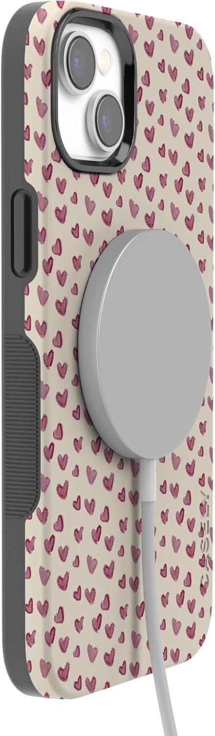 imageCasely iPhone 15 Pro Case Heart Noir Tiny Hearts Bold Protective Design MagSafe Compatible DesignLovebug Mauve Hearts