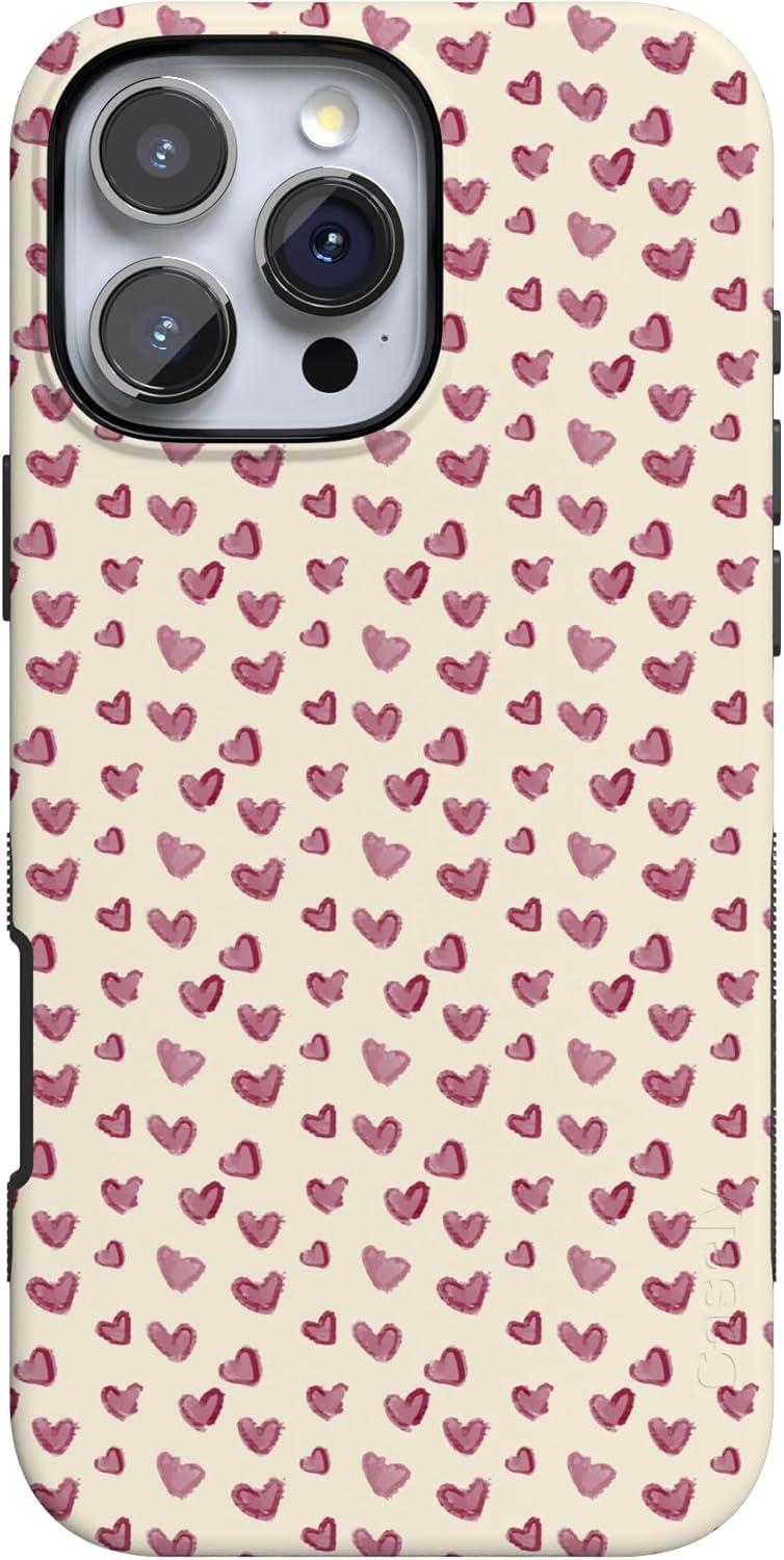 imageCasely iPhone 15 Pro Case Heart Noir Tiny Hearts Bold Protective Design MagSafe Compatible DesignLovebug Mauve Hearts
