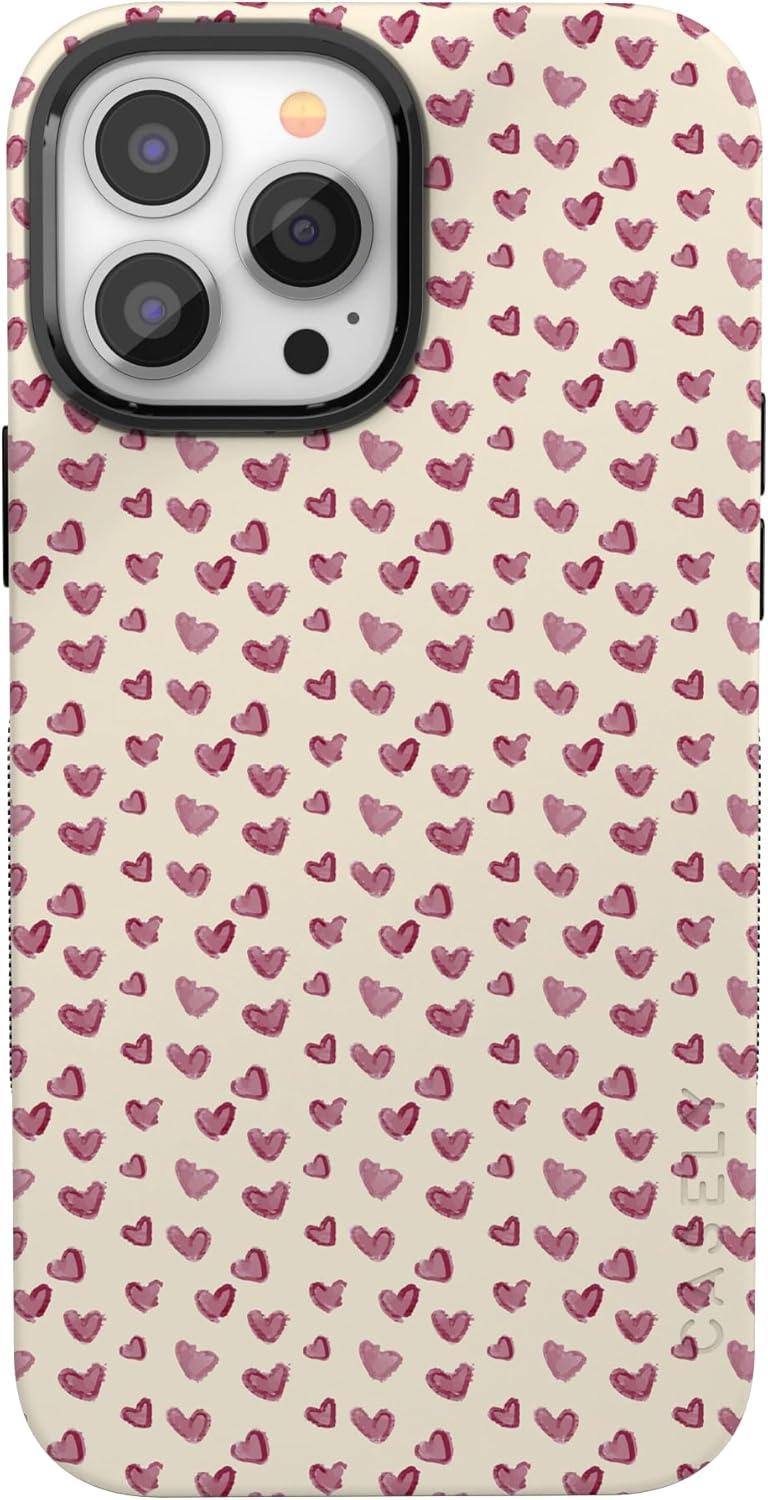 imageCasely iPhone 15 Pro Case Heart Noir Tiny Hearts Bold Protective Design MagSafe Compatible DesignLovebug Mauve Hearts