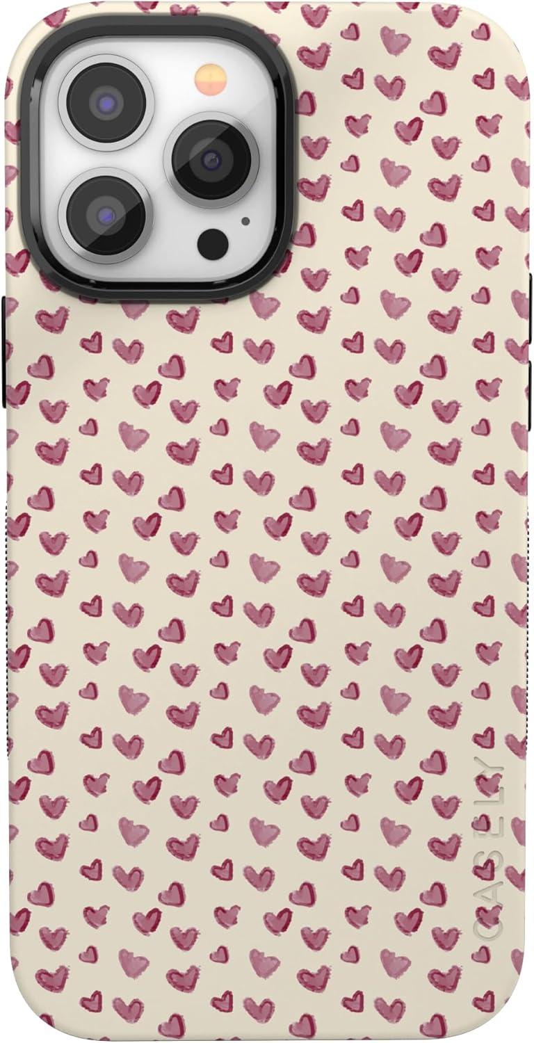 imageCasely iPhone 15 Pro Case Heart Noir Tiny Hearts Bold Protective Design MagSafe Compatible DesignLovebug Mauve Hearts