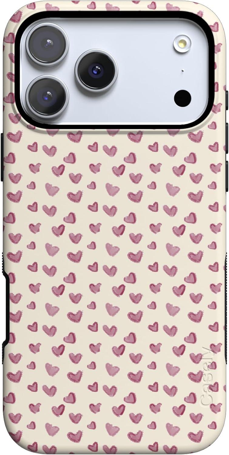 imageCasely iPhone 15 Pro Case Heart Noir Tiny Hearts Bold Protective Design MagSafe Compatible DesignLovebug Mauve Hearts