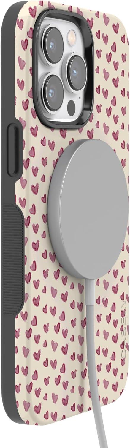 imageCasely iPhone 15 Pro Case Heart Noir Tiny Hearts Bold Protective Design MagSafe Compatible DesignLovebug Mauve Hearts