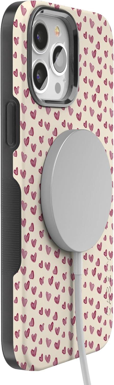 imageCasely iPhone 15 Pro Case Heart Noir Tiny Hearts Bold Protective Design MagSafe Compatible DesignLovebug Mauve Hearts