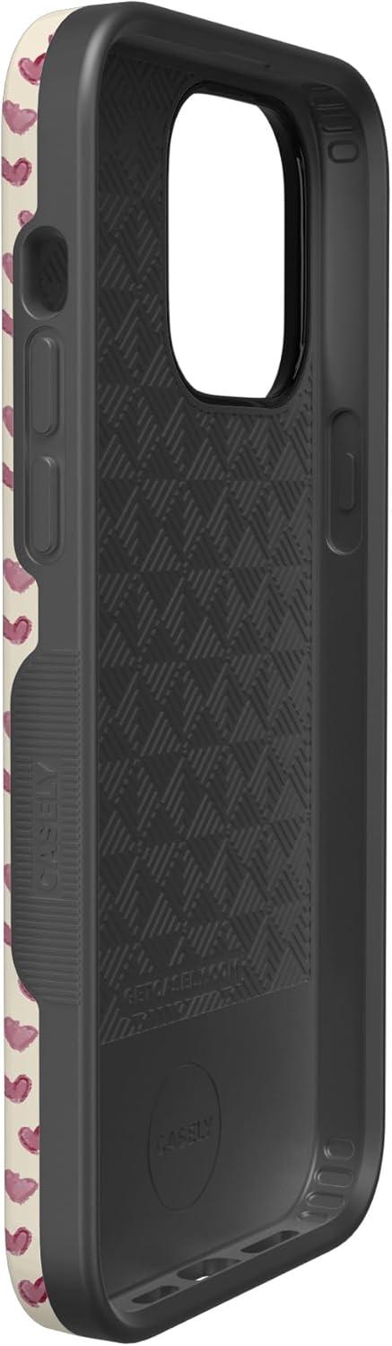 imageCasely iPhone 15 Pro Case Heart Noir Tiny Hearts Bold Protective Design MagSafe Compatible DesignLovebug Mauve Hearts