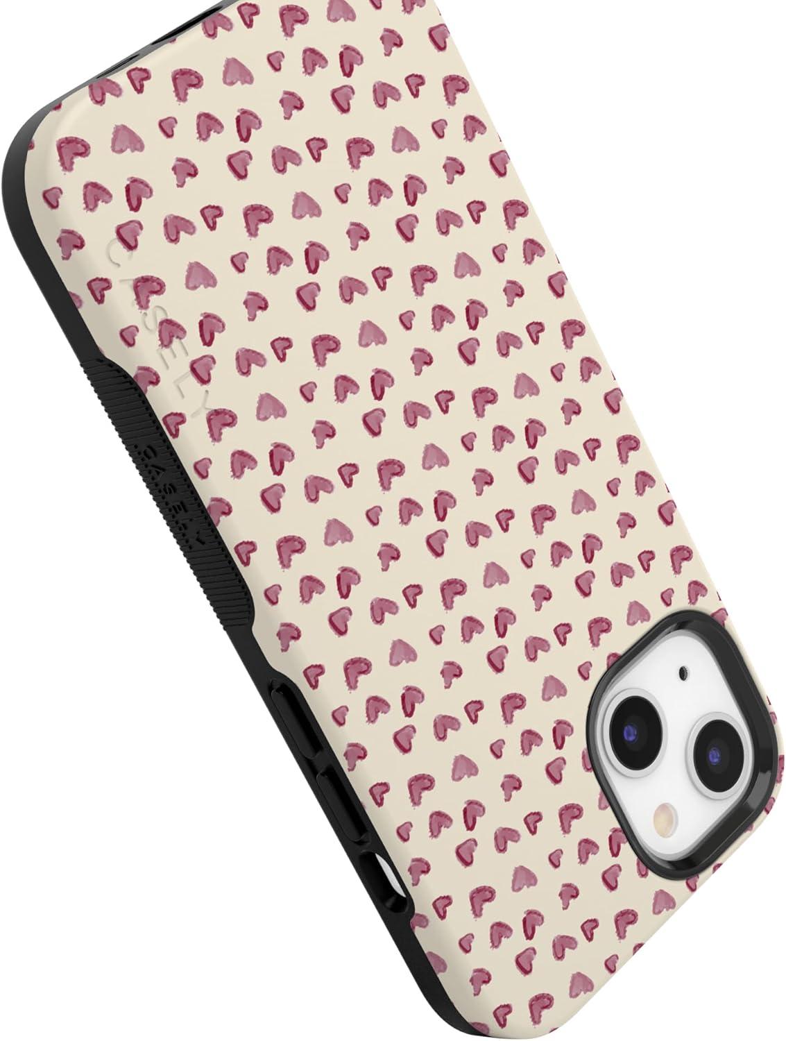 imageCasely iPhone 15 Pro Case Heart Noir Tiny Hearts Bold Protective Design MagSafe Compatible DesignLovebug Mauve Hearts