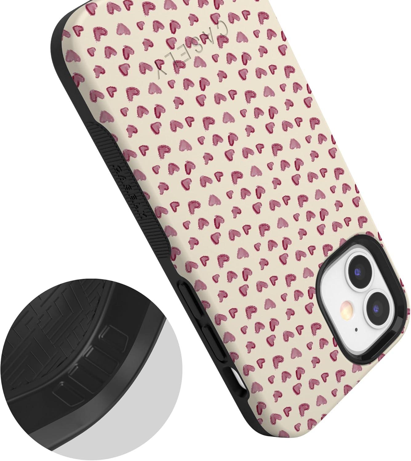 imageCasely iPhone 15 Pro Case Heart Noir Tiny Hearts Bold Protective Design MagSafe Compatible DesignLovebug Mauve Hearts