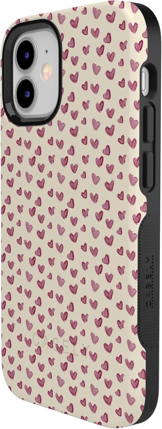 imageCasely iPhone 15 Pro Case Heart Noir Tiny Hearts Bold Protective Design MagSafe Compatible DesignLovebug Mauve Hearts